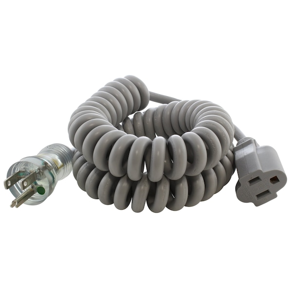 Ac Works SJTW Extension Cord, 18 AWG, Indoor, 18/3, 1 Outlets, 5-15R, Gray, PVC, 5-15P, 6.5 ft MDC515PR-LN - main